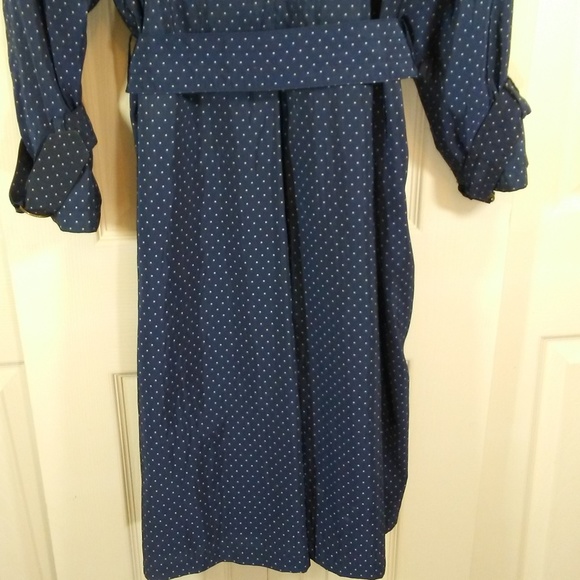 Jones New York Vintage Blue Tan Dot Trench Coat - Picture 3 of 8
